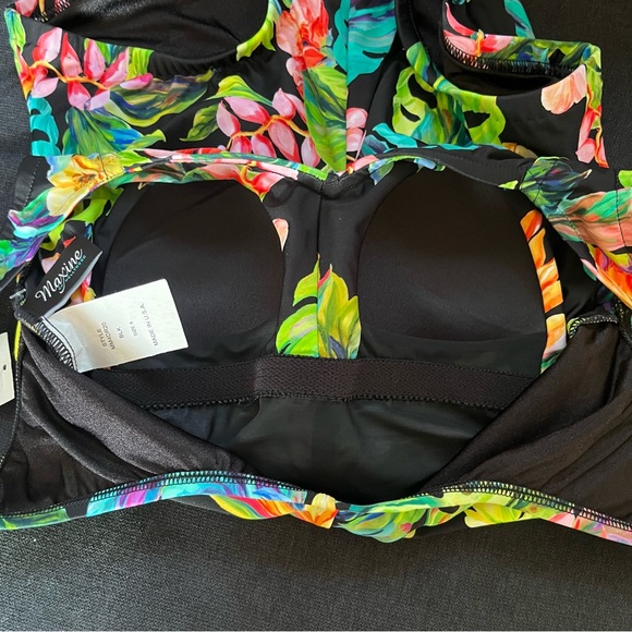 Maxine Of Hollywood Oahu Oasis Shirred Front Girl Leg One-Piece Swimsuit Size 8 - Picture 8 of 11